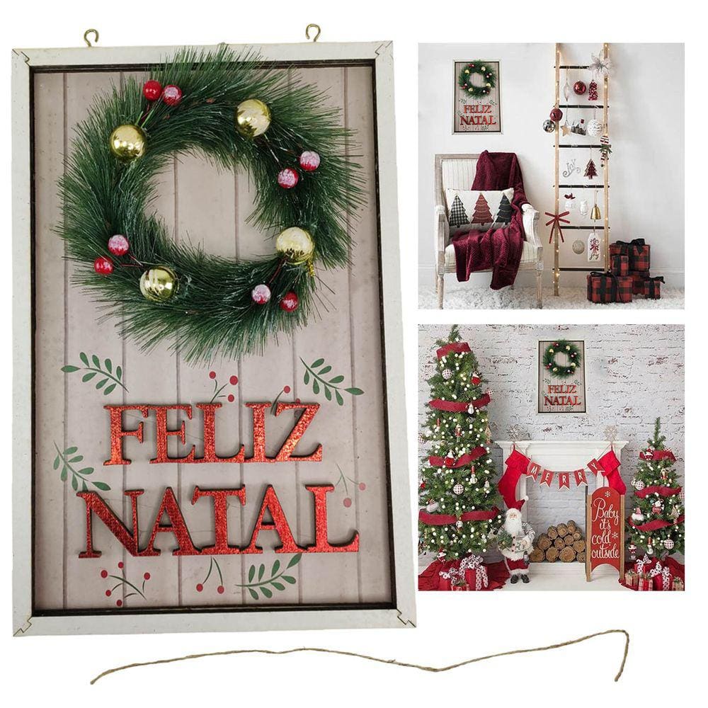 Quadro Decorativo Natalino Guirlanda Feliz Natal Com Bolinhas Advento Comemoraçao Parede Porta Loja Casa Decoraçao Sala Quarto Hall