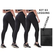 Kit Com 3 Legging Peluciada Inverno- Legg Térmica Flanelada