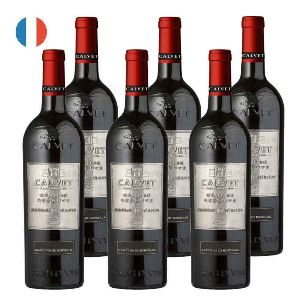 Kit 6 Vinhos Calvet Bordeaux Supérieur Metal Tinto França 750ml