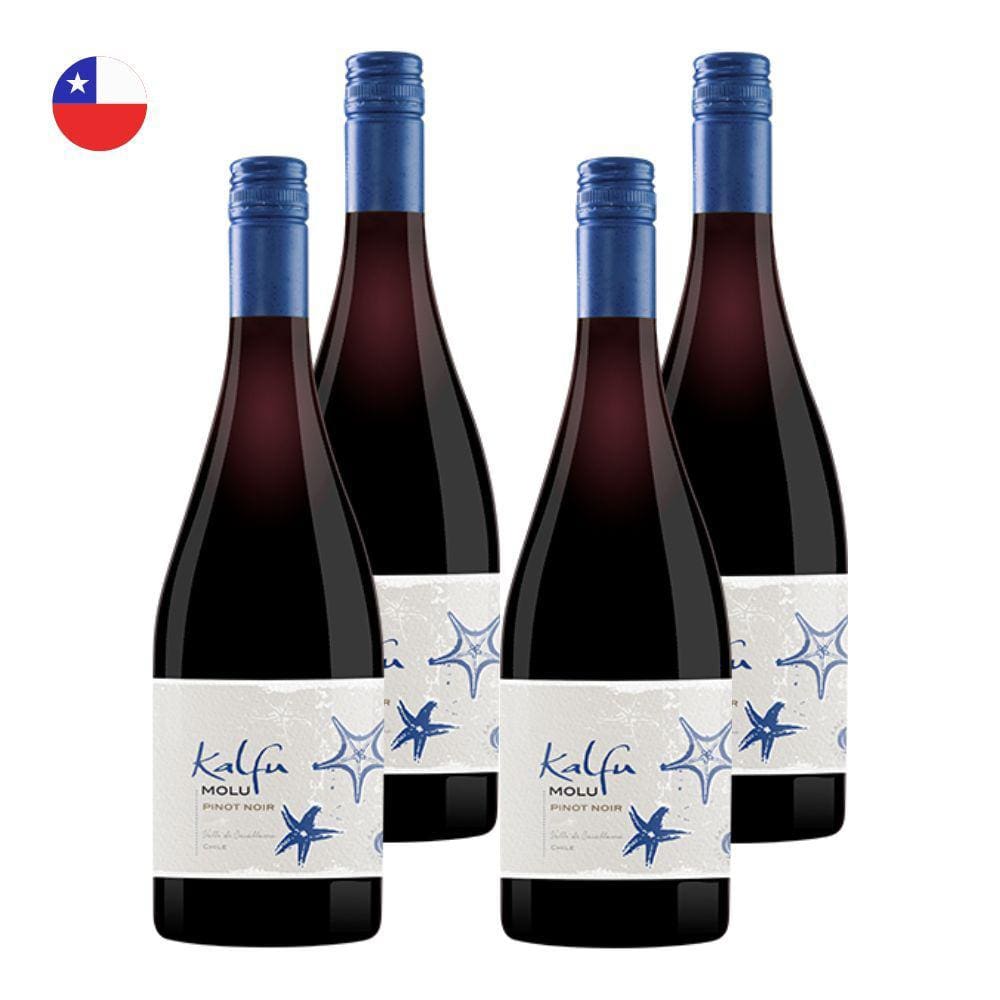 Kit 4 Vinhos Kalfu Reserva Molu Pinot Noir Tinto Chile 750ml