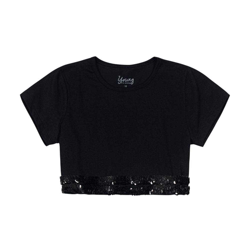 Blusa Infantil Cropped Com Detalhe Em Paetê Young Class Ref:25556 12/18