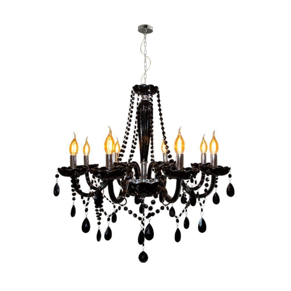 Lustre Pendente Avant Baronesa 8xE14 Preto Brilho
