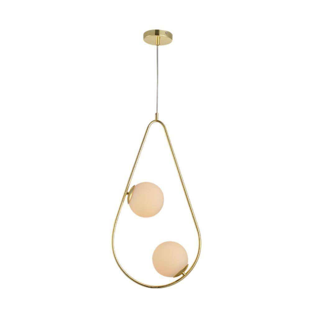 Lustre Pendente Avant Perola Gota Duo 2xG45 Ouro Brilho