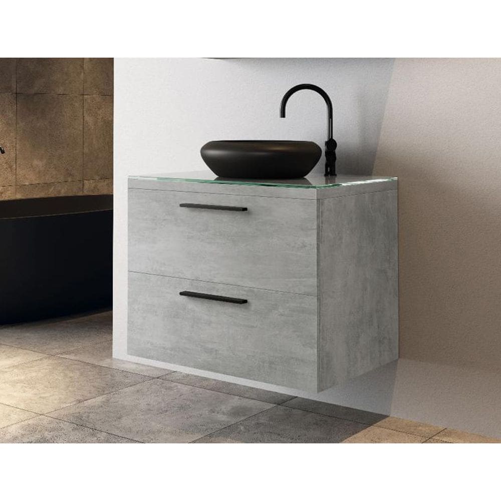 Gabinete Armário Banheiro Santorini 60 c/ Cuba de louça Preta