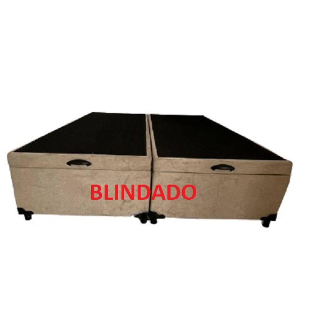 Cama Box Baú Casal Bipartido Blindado Suede Bege