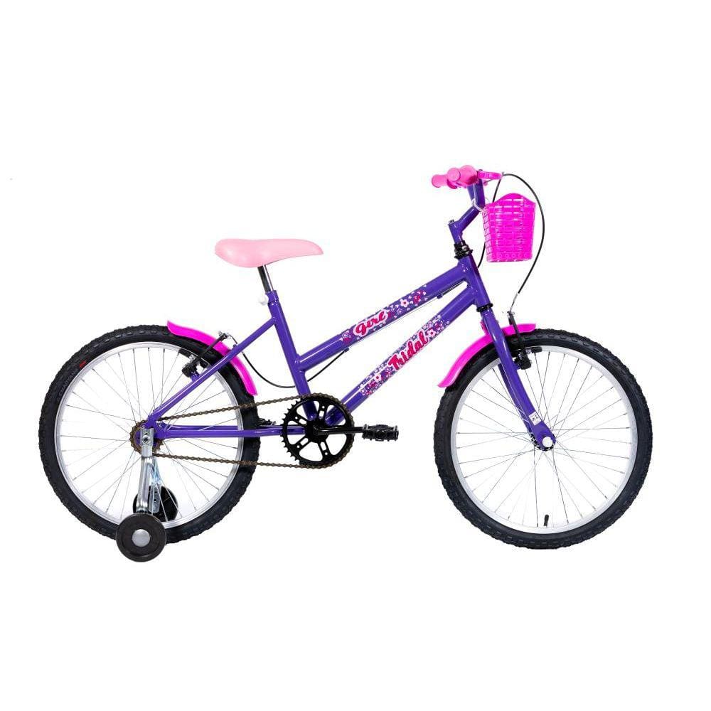 Bicicleta Aro 20 Infantil MTB Girl Com Roda Lateral - Lilás
