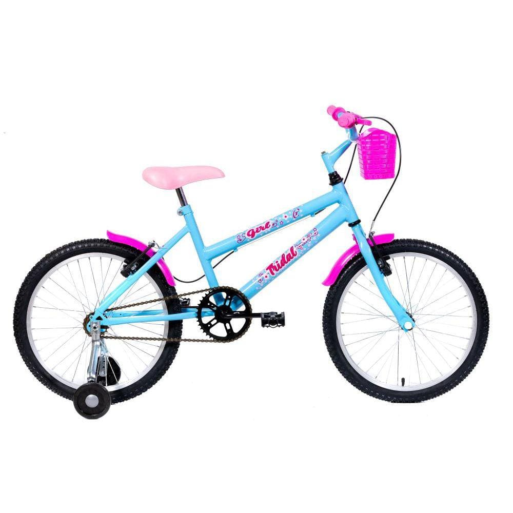 Bicicleta Aro 20 Infantil MTB Girl Com Roda Lateral - Azul Céu
