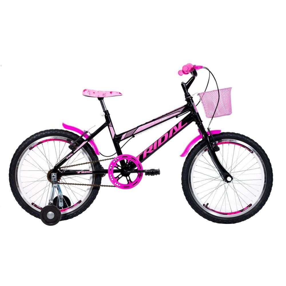 Bicicleta Aro 20 Feminina Infantil Roda Lateral Tridal - Preta