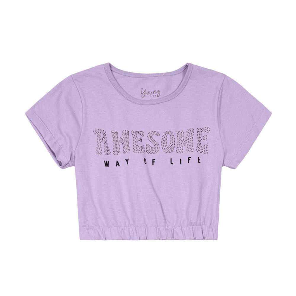 Blusa Infantil Manga Curta Cropped Awesome Young Class Ref:25567 12/18