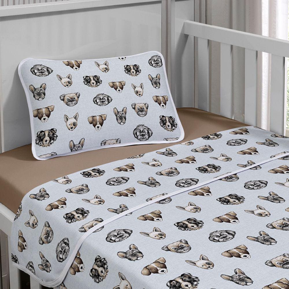 Jogo de Cama Tecebem Mini Cama Malha Estampado Agnes 3 Pçs Trigo