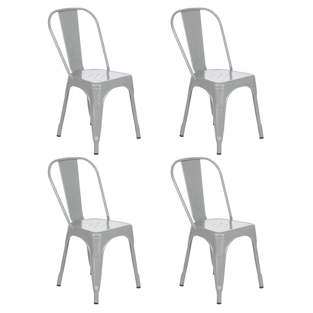 Kit 4 cadeiras Iron Tolix design industrial cozinha bar prata