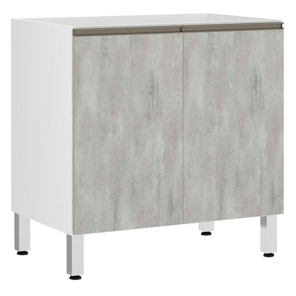 Balcão Sem Tampo 70cm Branco Com Concreto