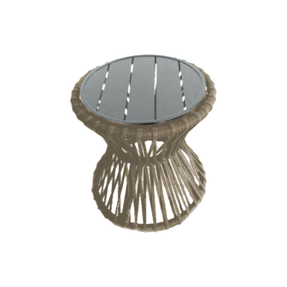 Mesa de Centro Sol em Corda Náutica e Base em Alumínio Cinza 70cm Rami