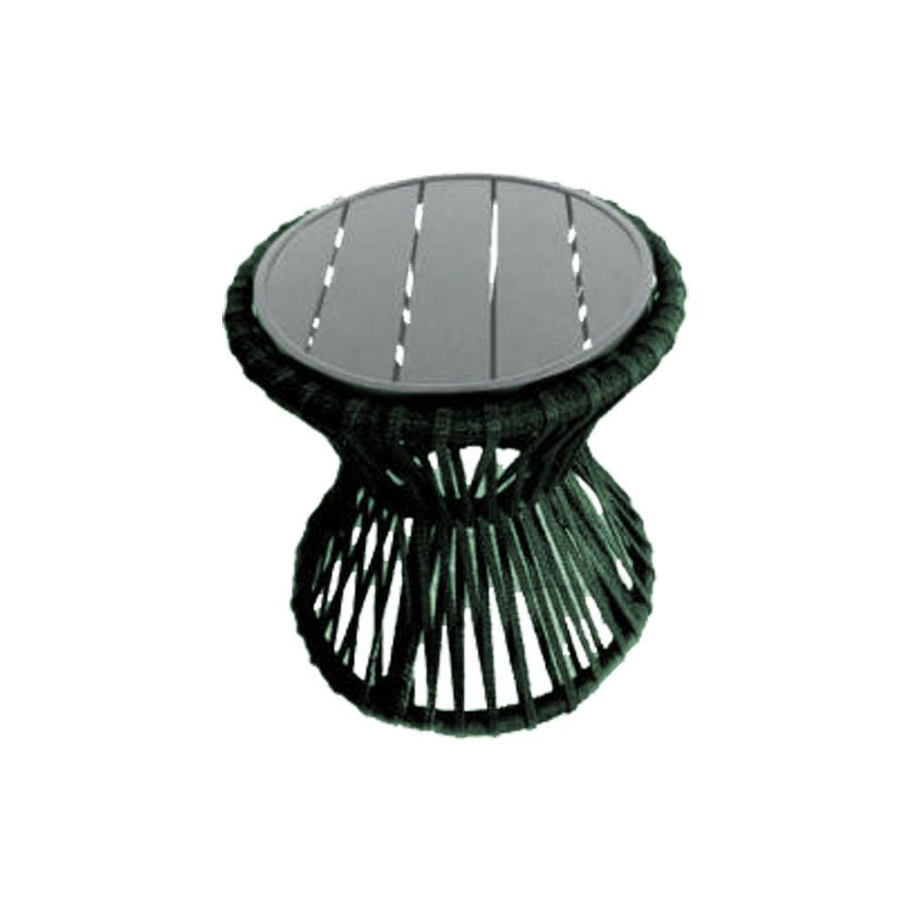 Mesa de Centro Sol em Corda Náutica e Base em Alumínio Cinza 50cm Verde Musgo