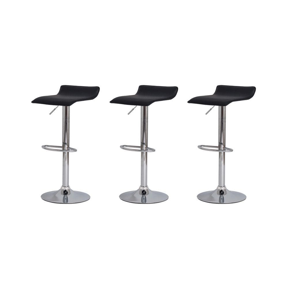 Kit 3 Banquetas Tóquio Belo Horizonte Preta Base Giratória Altura Regulável Cozinha Bar Bancada