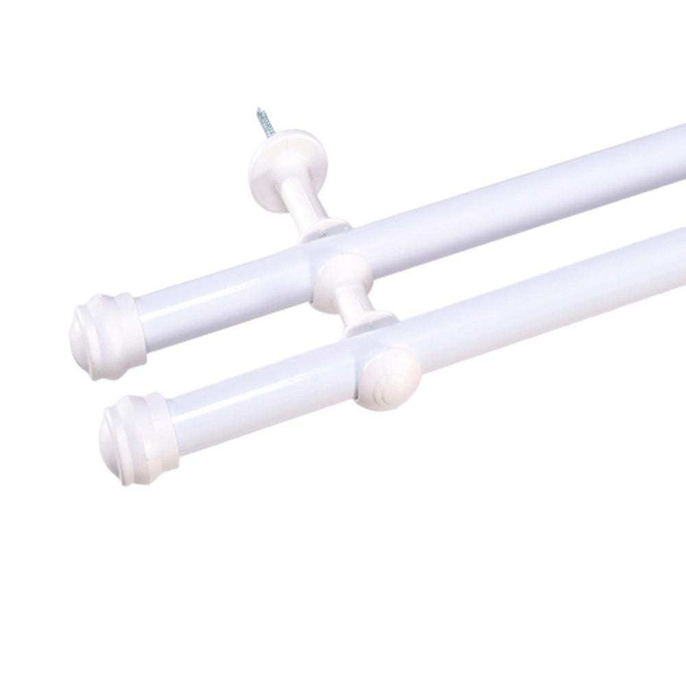 Kit Varão Duplo De Cortina 19Mm De 3,00 Metros Branco