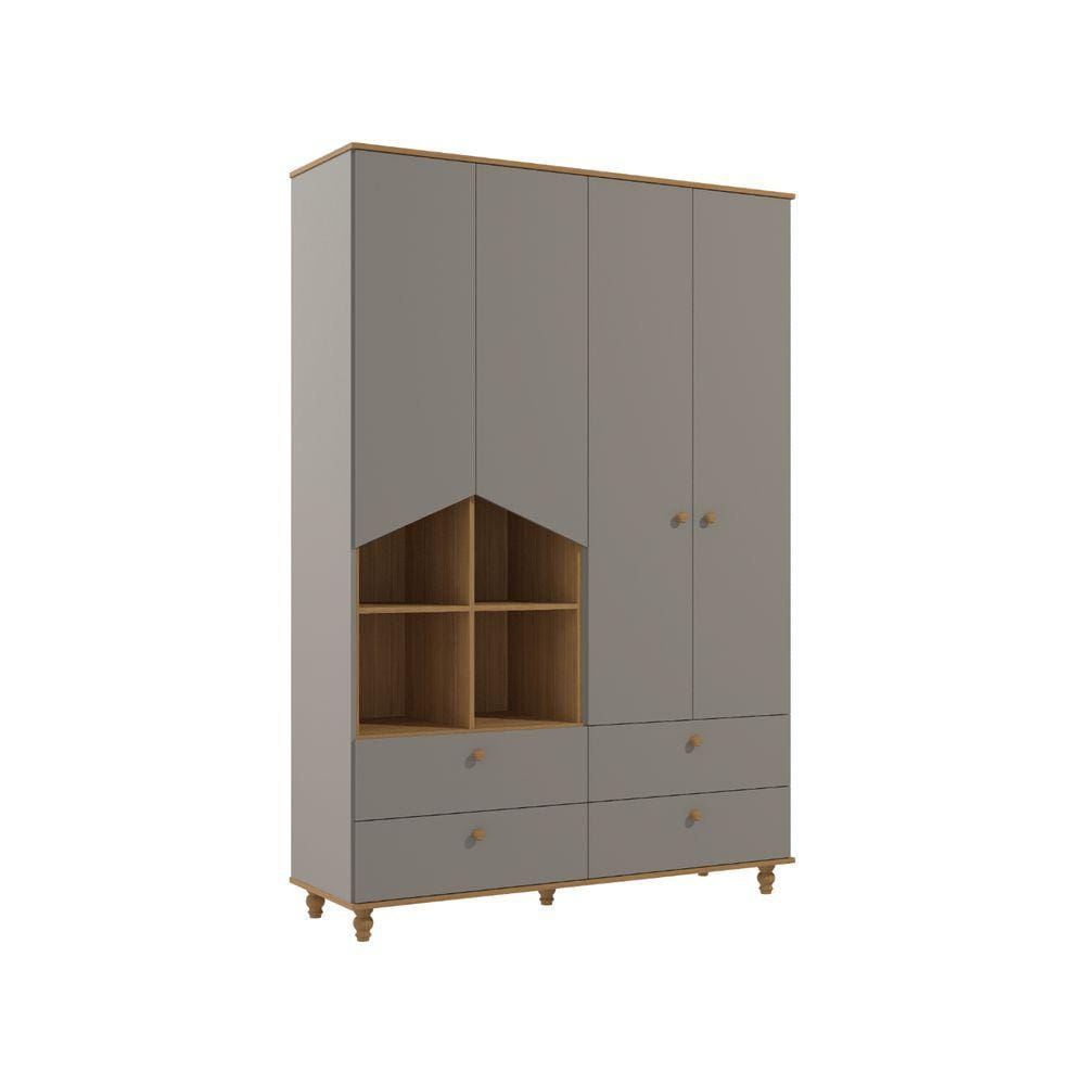 Guarda Roupa Retro Bebe Permobili Casinha Mimo 04 portas MDF