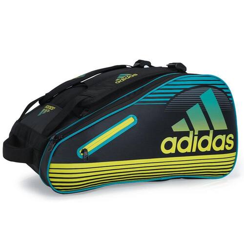 Raqueteira Adidas Tour Para Padel e Beach Preta Amarela e Azul