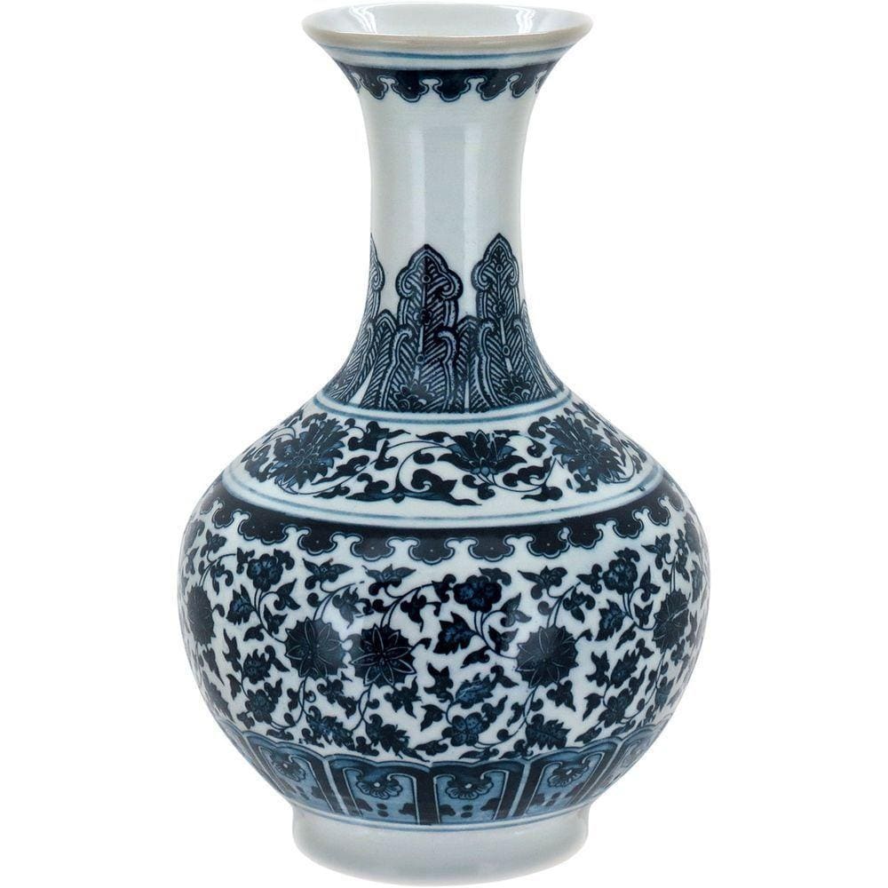 Vaso 31x18x18cm Cerâmica Azul