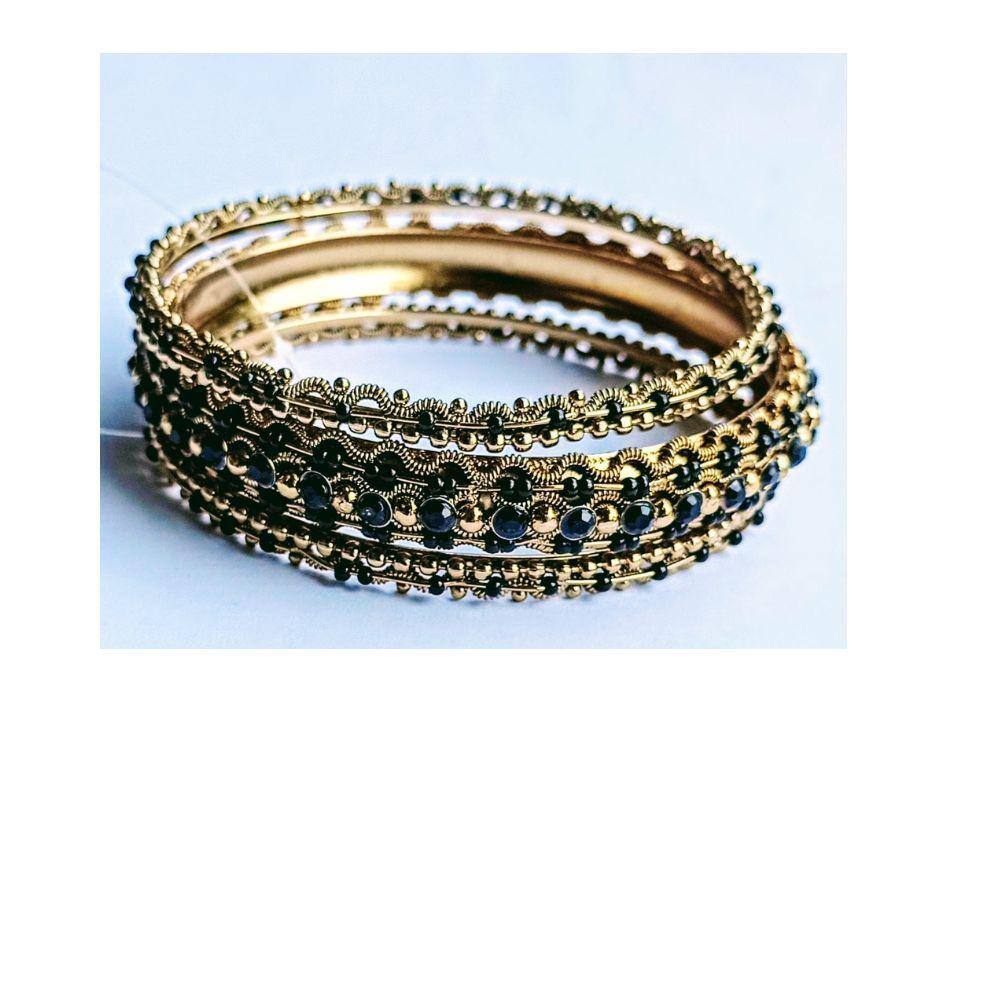 Conjunto de Pulseiras Indiana Dourada e Preta