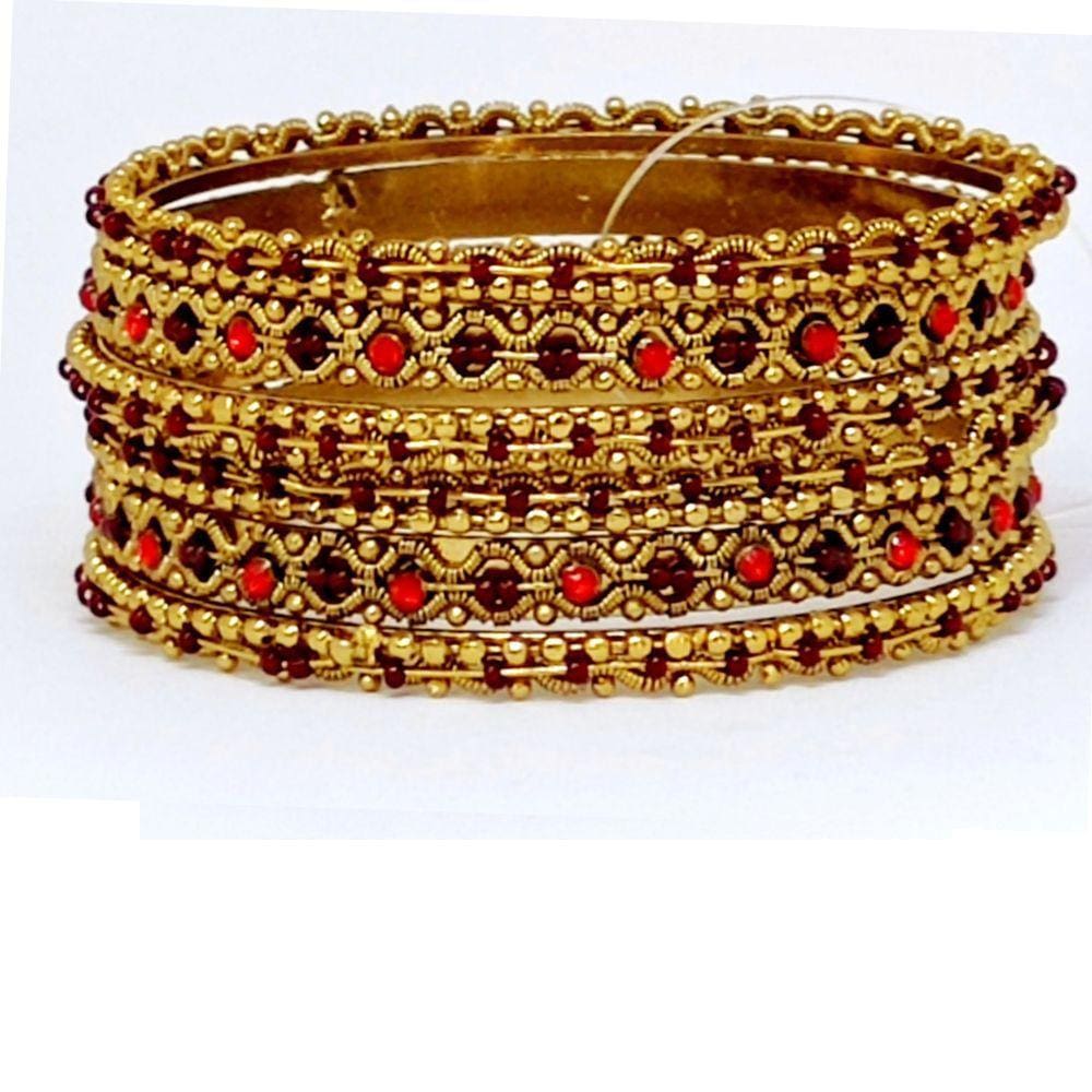 Conjunto de Pulseiras Indiana Dourada 6 Argolas Marrom