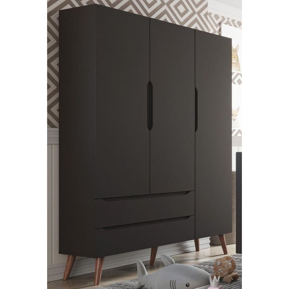 GUARDA ROUPA RETRÔ 3 PORTAS SMART FIORELLO COR cinza
