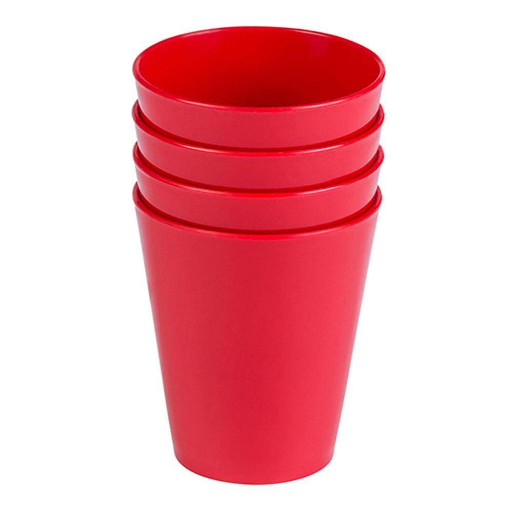 Conjunto de Copos Fresc 350ml 4 Peças Vermelho em Polipropileno Linha Tropical VEM
