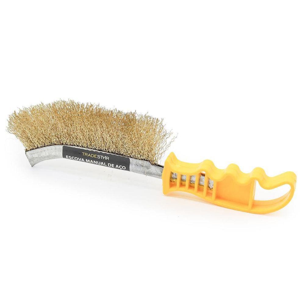Escova Aço Latão Limpa Grelha Churrasqueira Ferrugem Tinta