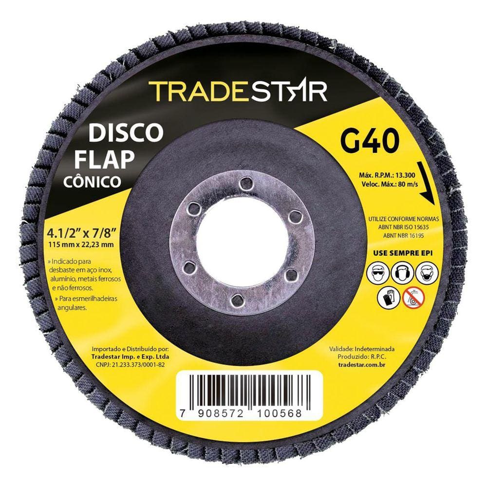 Disco Flap Conico 4.1/2 X 7/8 Fds115-40Fc Z40 Grão 40