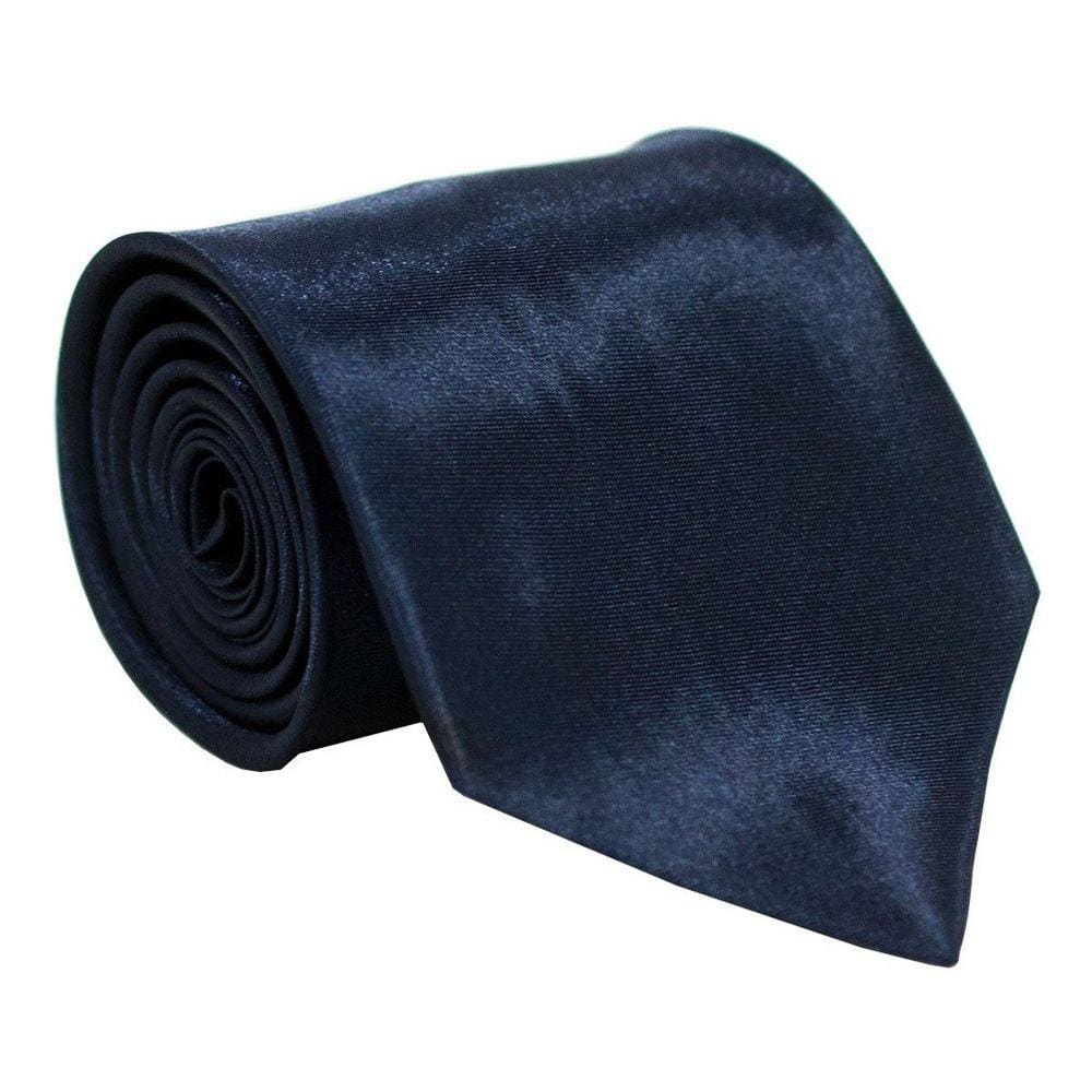 Gravata Tradicional Lisa Azul Marinho Formatura e Casamento