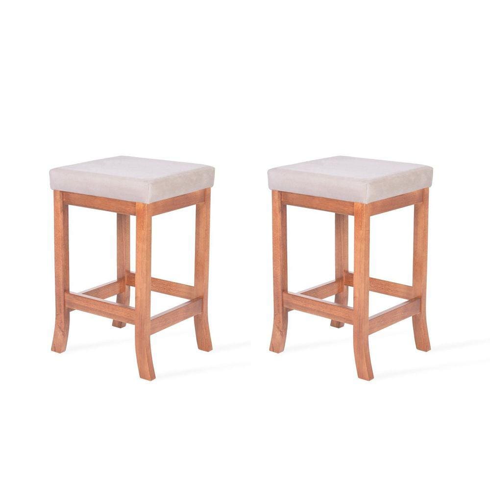 Kit 2 Banquetas Alta em Madeira Maciça Toquio Pinhão