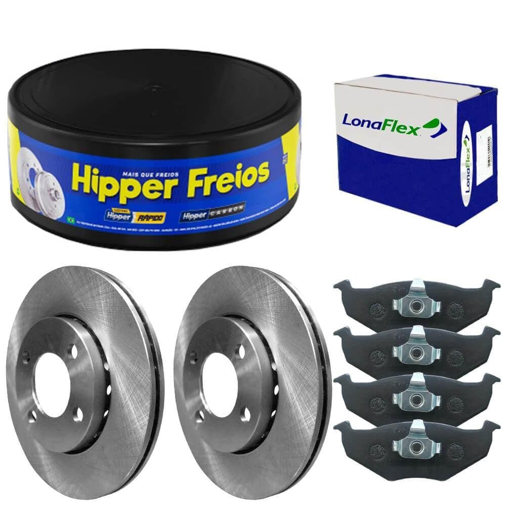 Kit Pastilha Disco Freio Voyage 2013 A 2018 Diant Ventilado
