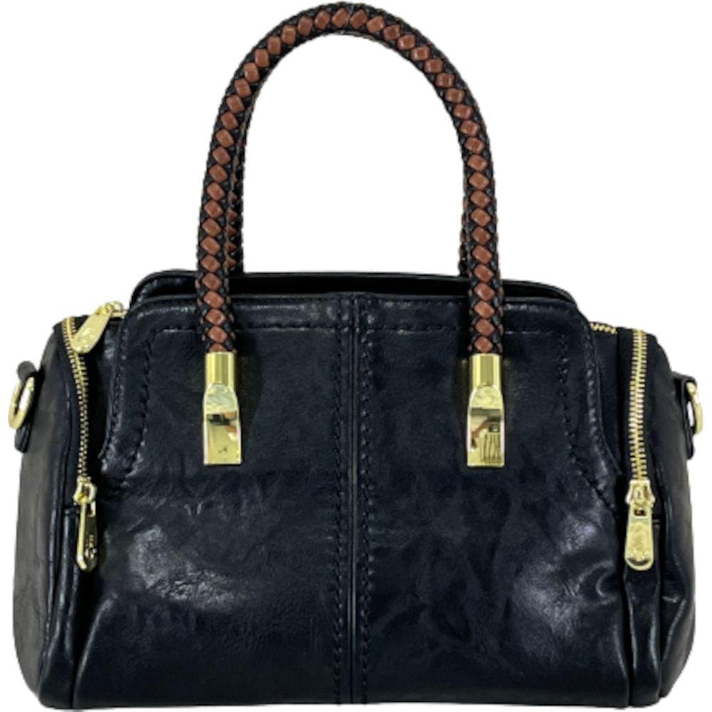 bolsa baú média elegante com alça de mão dupla em couro pu