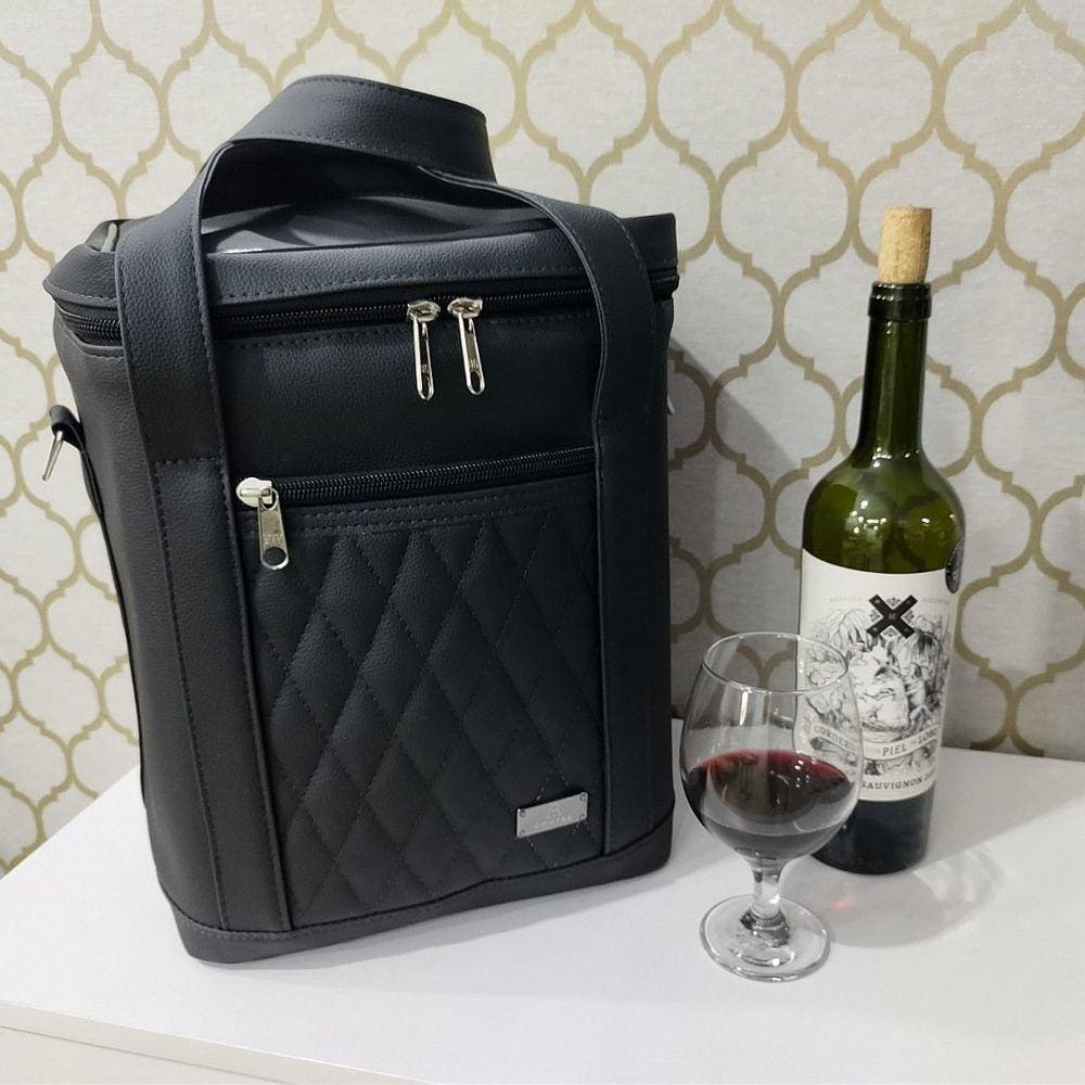 Bolsa Porta Vinho Personalizada Preta - Coutre Bolsas