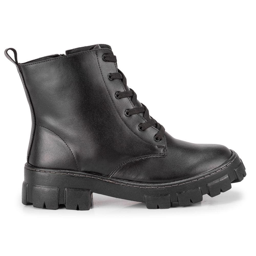 Bota Coturno Feminino Tratorado Tendencia Charmosinha Preta