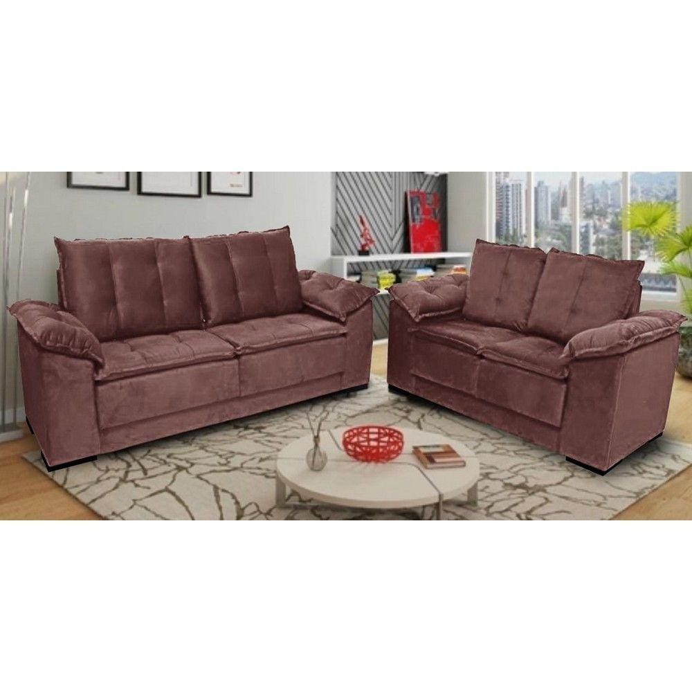 Conjunto de Sofá Napoles 2 e 3 Lugares Veludo Jw