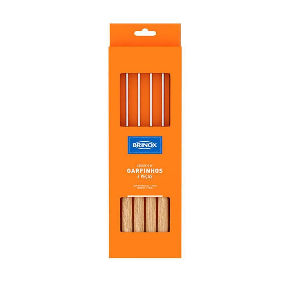 Conjunto Garfo Para Fondue 6 Peças Beli Madeira Brinox