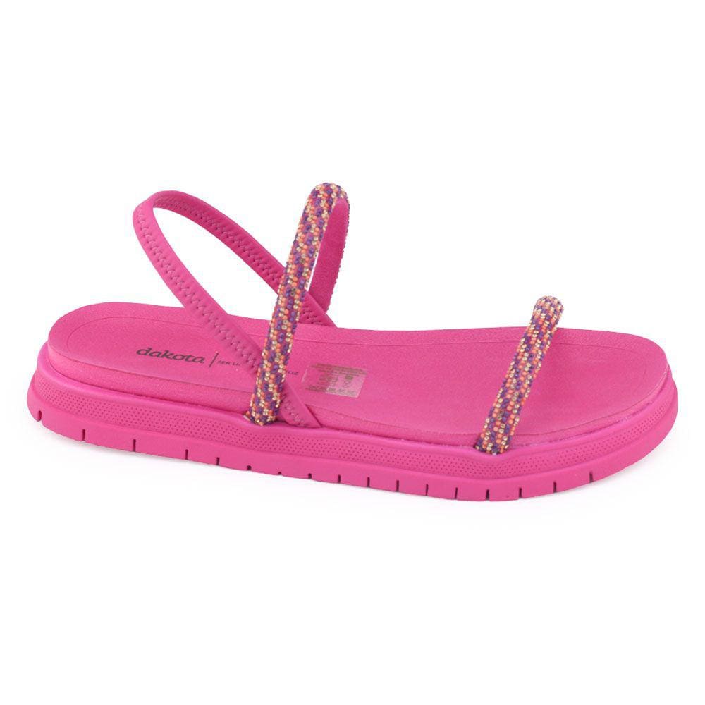 Sandália Flat feminina Dakota Y6891 Papete Brilho Elástico