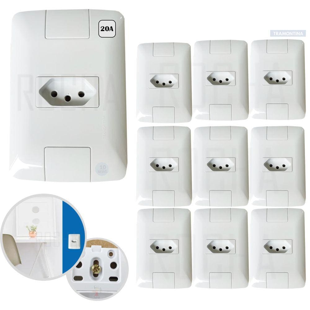5 Conjunto Tomada elétrica Simples 20A 250v Aria Tramontina