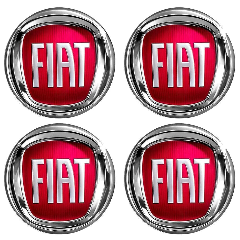 Jogo Emblema Calota Cromado Vermelho Com Borda 48mm Fiat