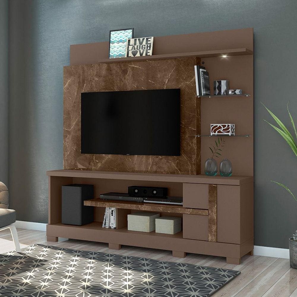 Estante Alan para TV de até 55 polegadas COM PÉ - IMPERIAL / SÉPIA - Madetec