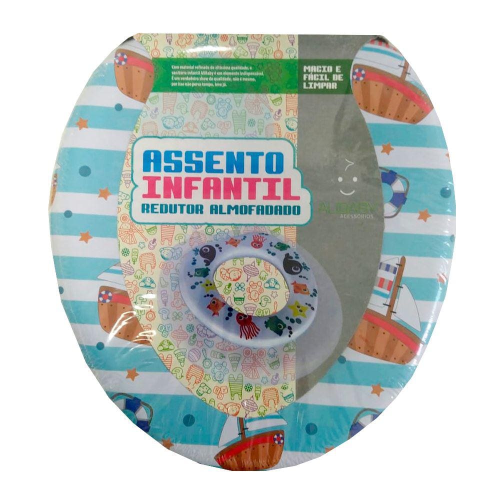 Assento Sanitário Infantil Decorado Marinheiro Espuma Redutor para Vaso Sanitário Oval