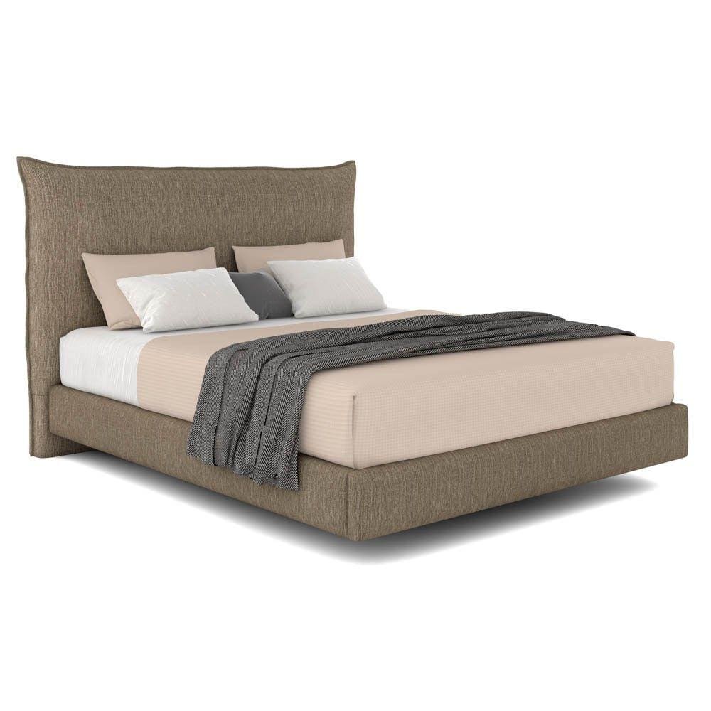Cama Casal Flutuante Com Cabeceira 140cm Lyra S05 Linho Marrom - Mpozenato