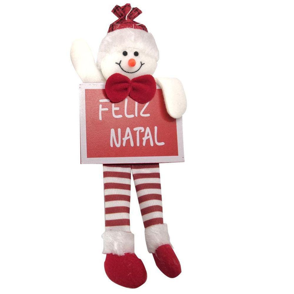 Enfeite Pendurar Quadro Feliz Natal Boneco De Neve Xadrez