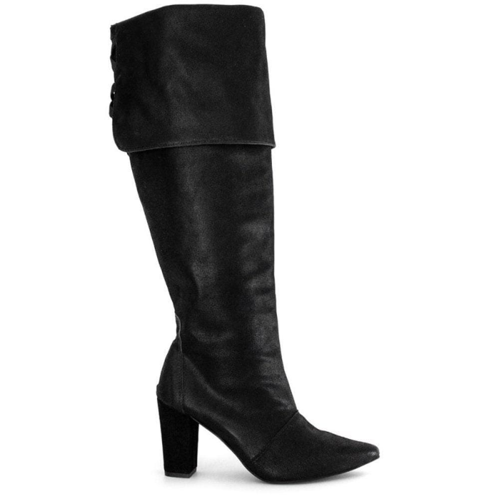 Bota Feminina Over Salto Bico Fino Cano Alto