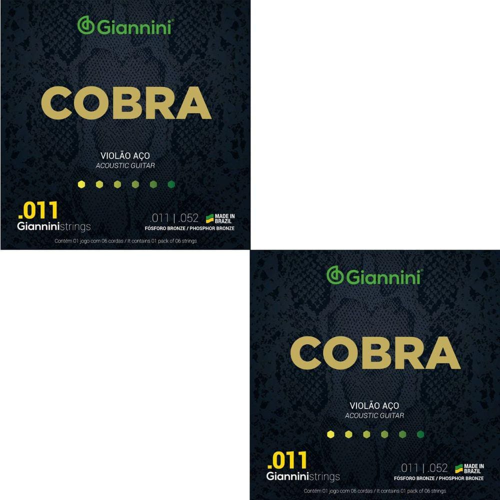 Kit 2 Encordoamento Violão Giannini Aço Cobra GEEFLKF Fósforo Bronze 0.011"