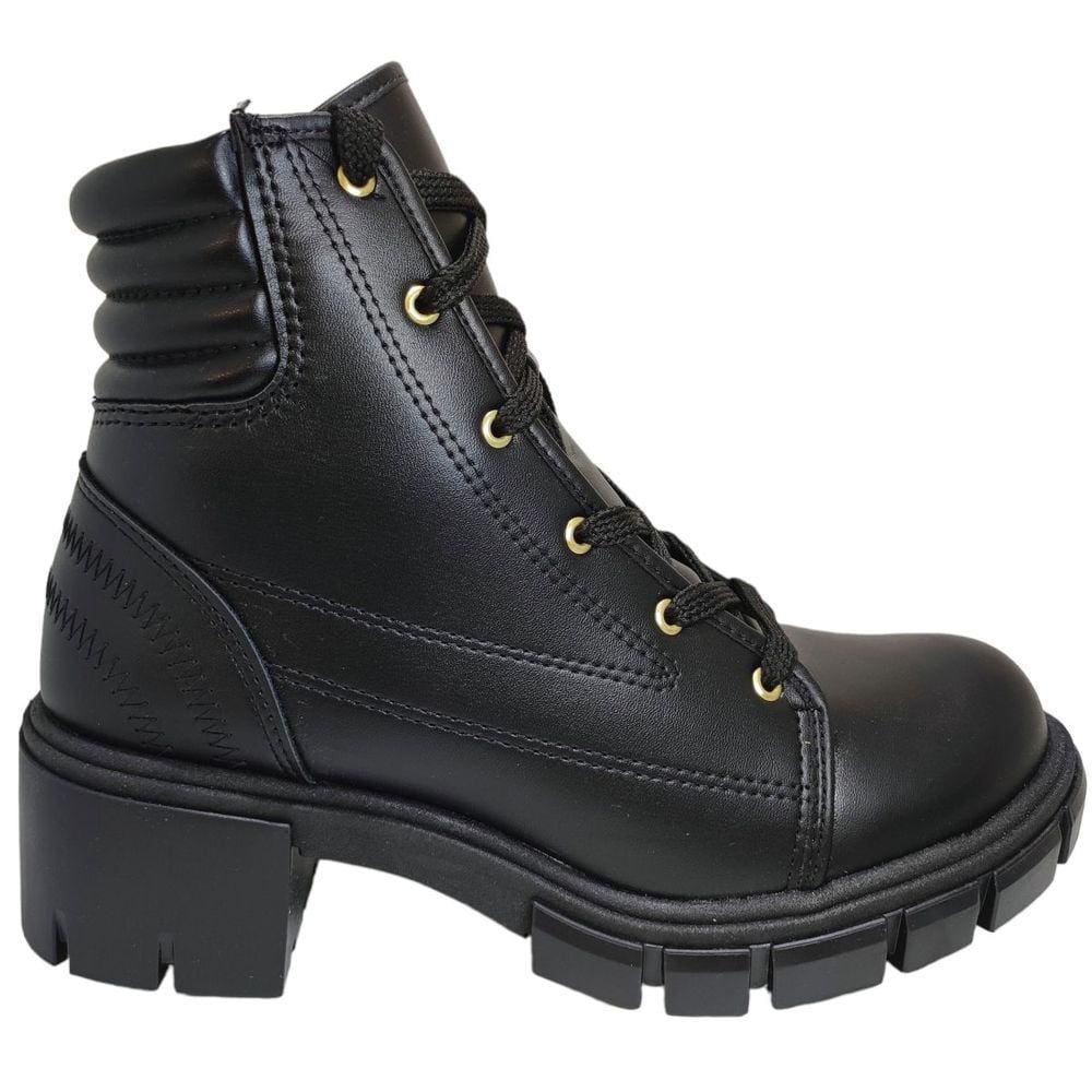 Bota Coturno Feminino Tratorado Salto Bloco Médio Moleca 5338.107