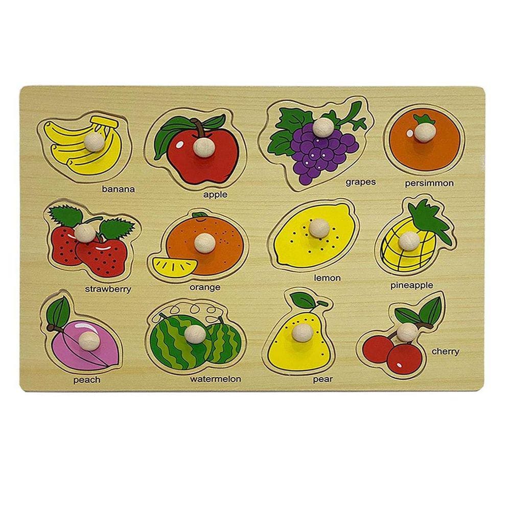 Quebra-Cabeça Encaixe Divertido Com Pinos Frutas