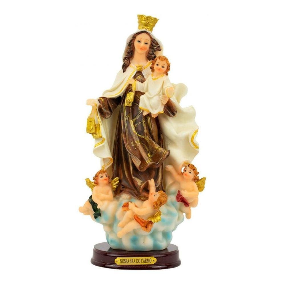 Imagem Estatua Nossa Senhora Do Carmo 25cm - Enfeite Resina