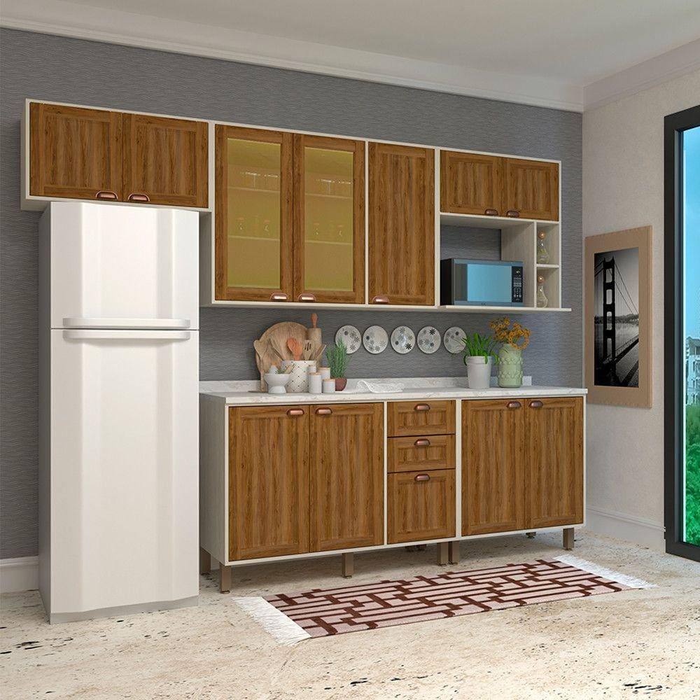 Cozinha Completa Modulada com 5 Peças e Tampo Sofia Luciane Móveis